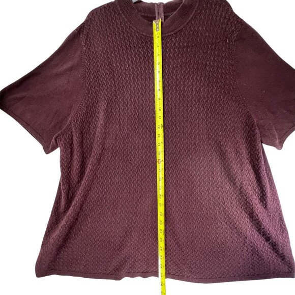 Maggie Barnes 4x Purple Knit Short Sleeve Sweater Back Zipper Textured Front - Picture 10 of 10